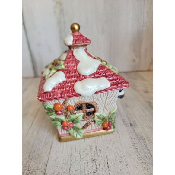 Fitz Floyd birdhouse candle holder xmas snow figure decor - Picture 3 of 8